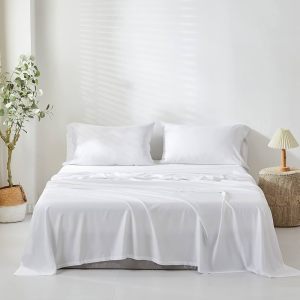 Set de draps de lit blanc qualité hôtelière