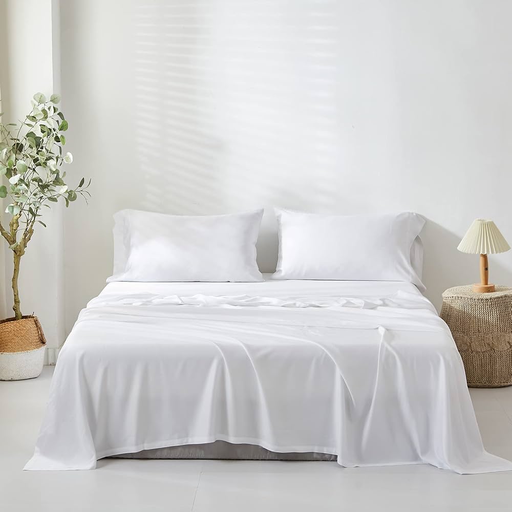 Set de draps de lit blanc qualité hôtelière